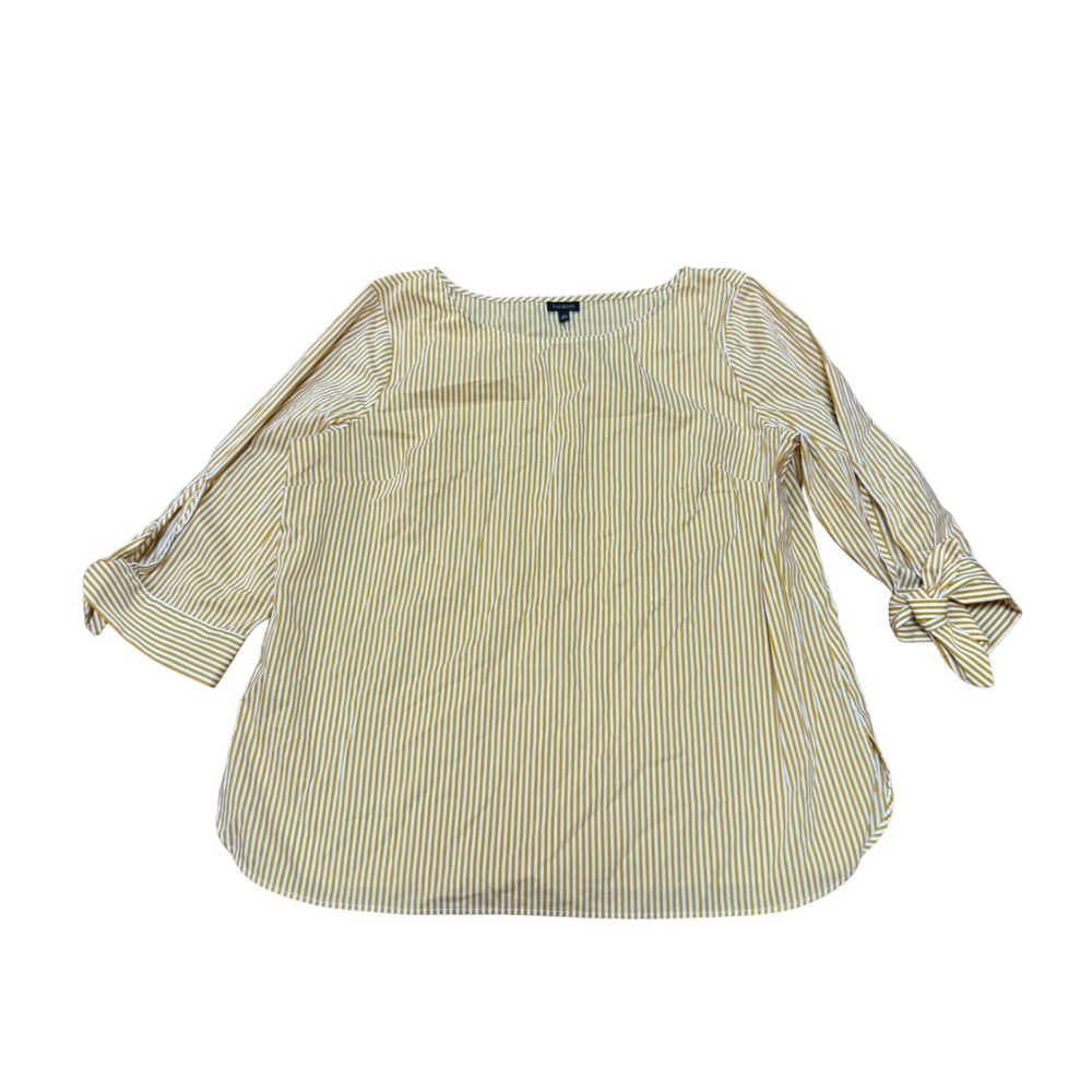 Talbots Striped Yellow White Long Sleeve Casual Shirt Top‎ Womens XL